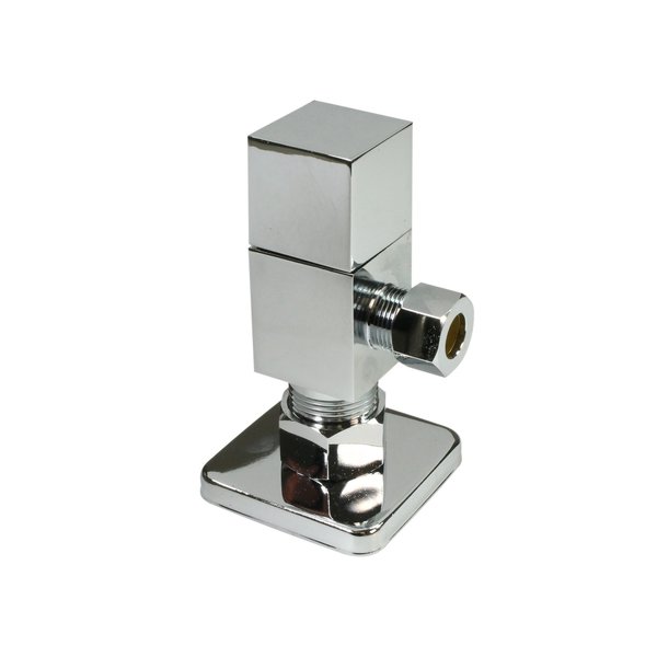 Westbrass Square, Brass Toilet Kit 1/4-Turn Round Angle Stop 1/2" Copper x 3/8" Comp in Polished Nickel D105QS-05